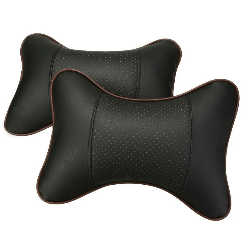 1Pcs Car Seat Head Neck Pillow Space Memory Foam Fabric Neck Headrest Car pillow PU Leather Soft Rest Safety Cushion for home (4)