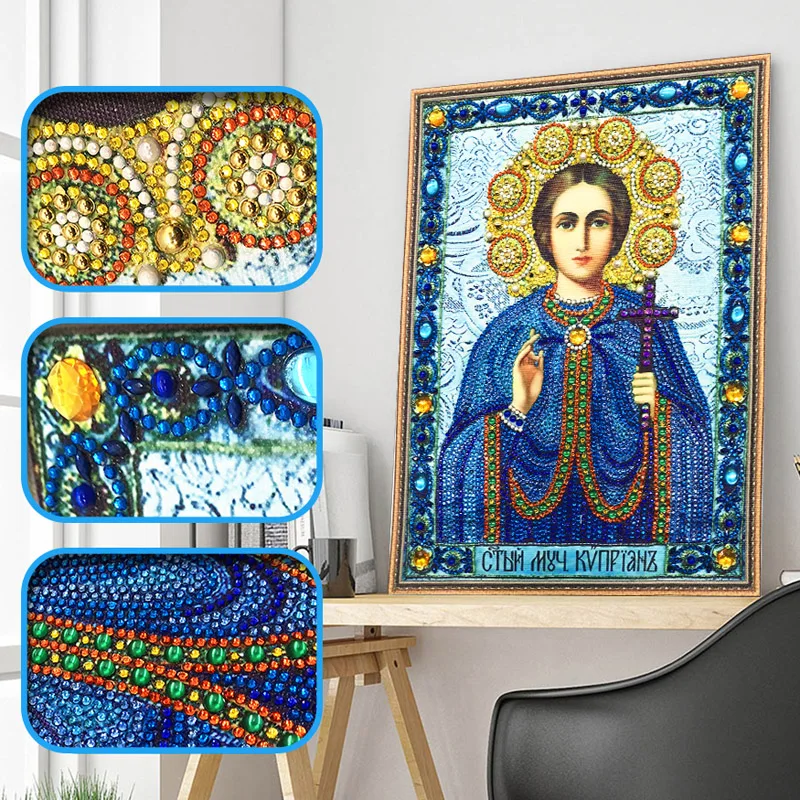 RUBOS DIY Diamond Painting Icons Theotokos Jerusalem Religion Diamond Embroidery 5D Big Bead Pearls Glass Mosaic 3D Crystal Sale (22)
