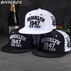 Новая мода Для мужчин snapbacks Бейсболки для женщин черный, белый цвет 1947 Бруклин буквы Вышивка хип-хоп шапки Шляпы широкополые для женщин