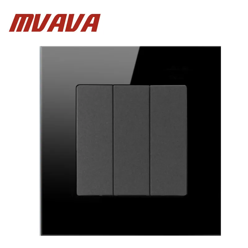 

Mvava 86*90mm 3 gang 2 way light switch lamp pull switch UK Standard wall switch AC110-250V push button switch with LED ndicator
