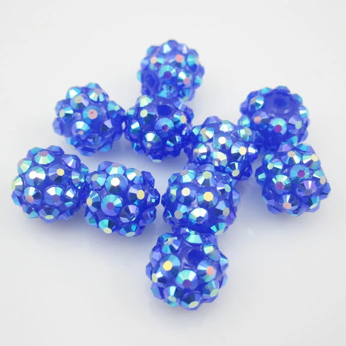 

Kwoi vita 12mm/16mm/10mm to 26mm Royal Blue AB Color Whoelesales Price Chunky Resin Rhinestone Beads Ball for Kids Jewelry