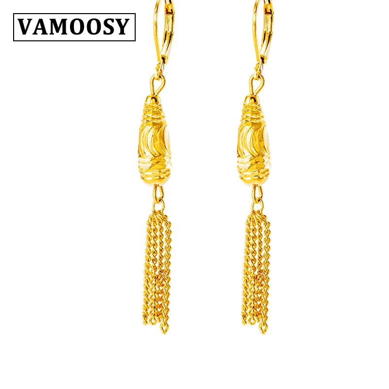 

VAMOOSY Fashion statement earrings 2018 luxury 24K gold color earrings for Women lucky beauty Dangle Earrings women jewellery