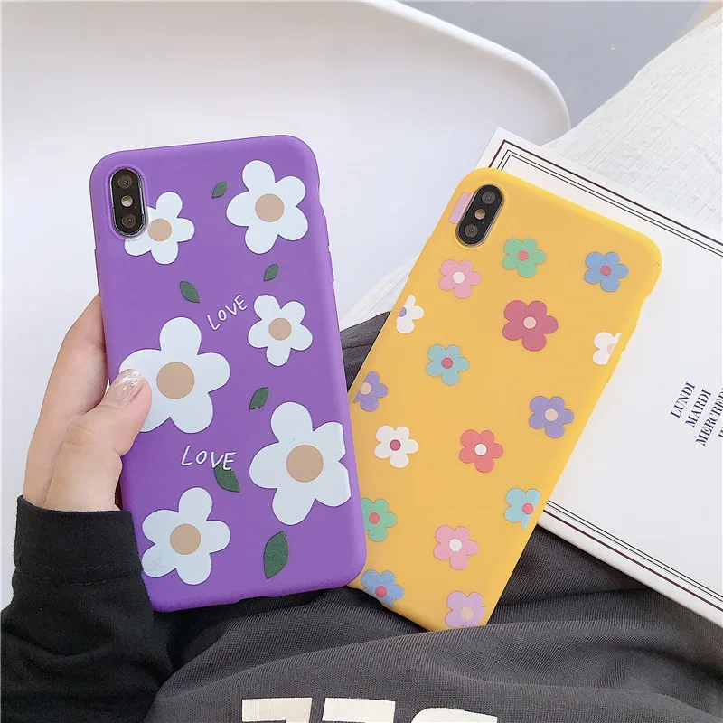 

Matte Printing Floral Cute Cartoon Picture Case Phone Shell For iPhone 6 6S 7 8 Plus X XS XR MAX Soft TPU Candy Color Back Capa