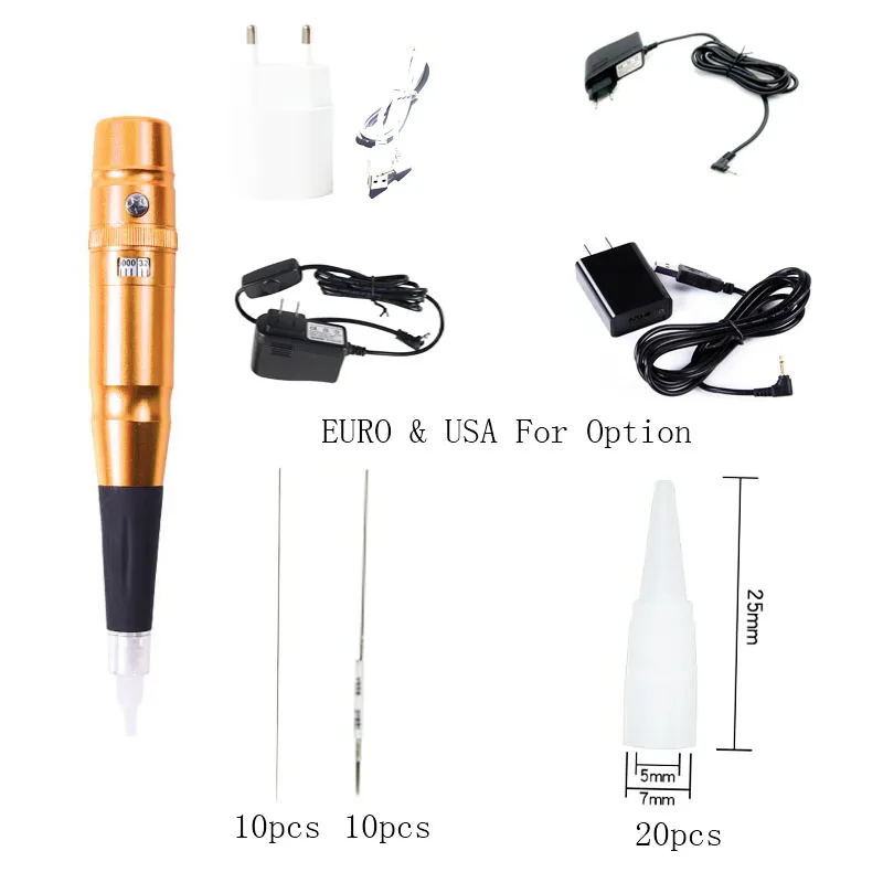 Swiss Queit Motor Dermografo micropigmentawi+ 20 Agulhas+ 20 Ponteiras брови, подводка, губы машинка для татуажа