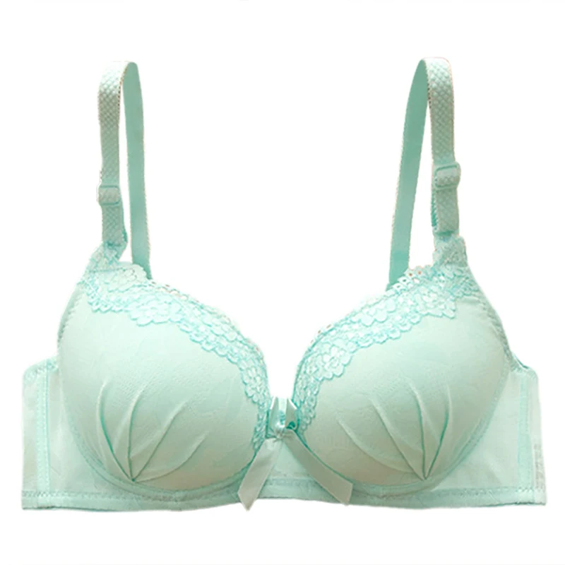 

1pc Women Pure Color Lace Sexy Lingerie No Steel Ring Girl Bra Push-up Adjustment Type Thin Small Chest Ladies Women Underwear