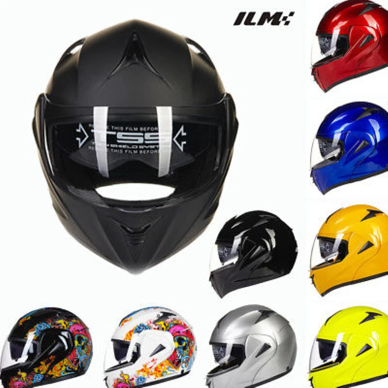 DOT Approved Motorcycle Helmet with Inner Sun Visor Safety Flip Up Double Lens Dual Visor Racing