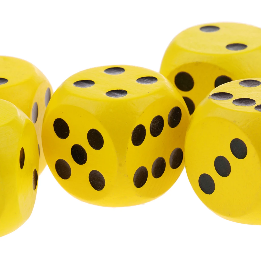 MagiDeal 10Pieces Wooden Dice D6 Six Sided Dotted Dice for Dungeons and DragonsTable Board Games