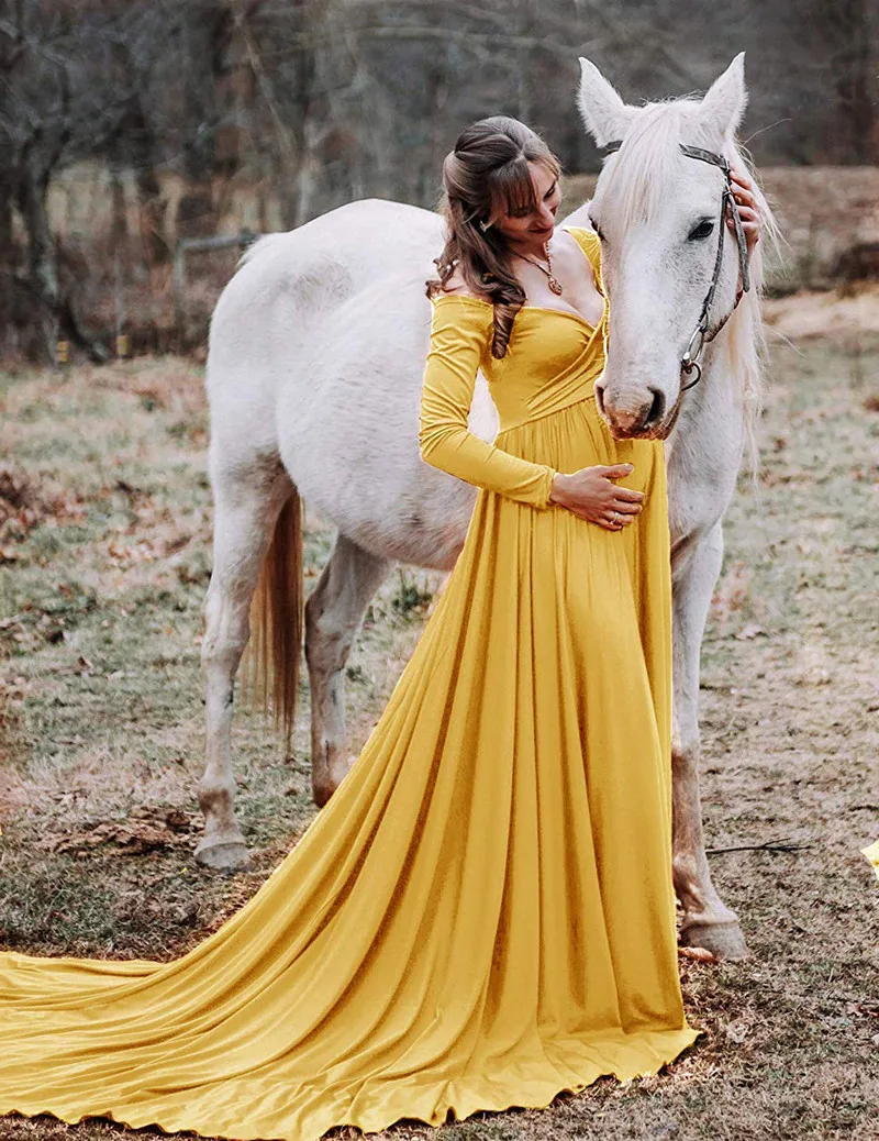 

New Cotton Long Tail Maternity Dresses For Photo Shoot Photography Props Maxi Dresses For Pregnant Women Clothes Pregnancy Dress