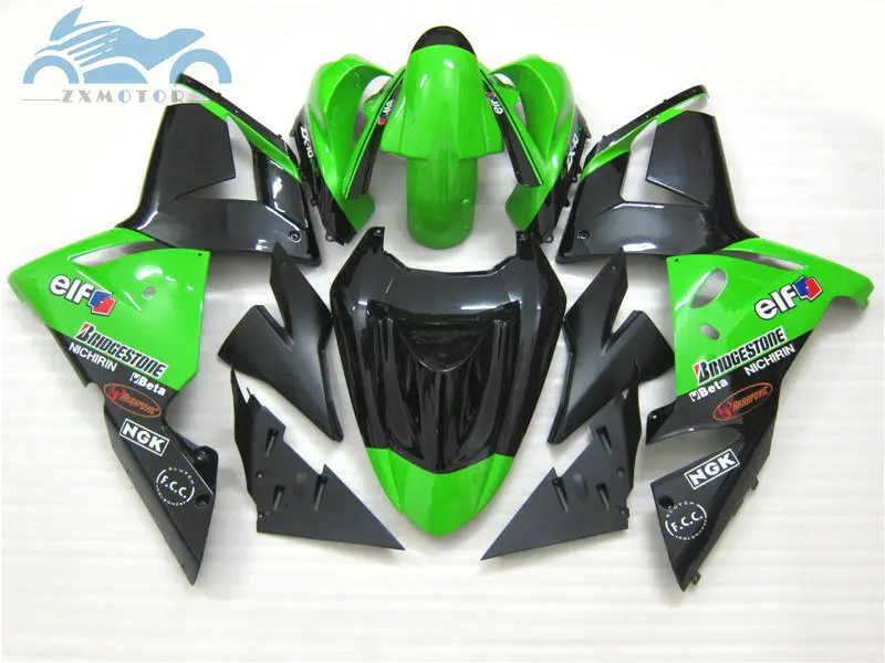 Пользовательские ваш мотоцикл комплект обтекателей для Kawasaki Ninja ZX-10R 2004 2005 ремонт кузова обтекатели комплект 04 05 ZX10R зеленый черный BK56