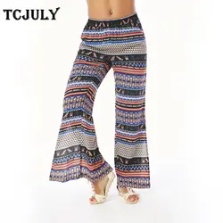 TCJULY 2018 весна лето новый стиль подол пушистый принт широкие брюки свободные повседневные женские классические брюки плюс размер женские