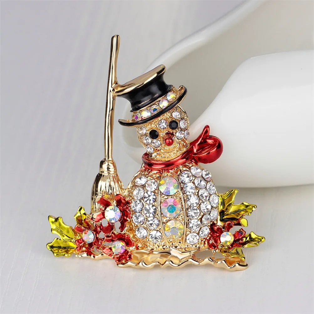 

Christmas Snowman Brooches Christmas Bows Cute Vintage Rhinestone Brooches