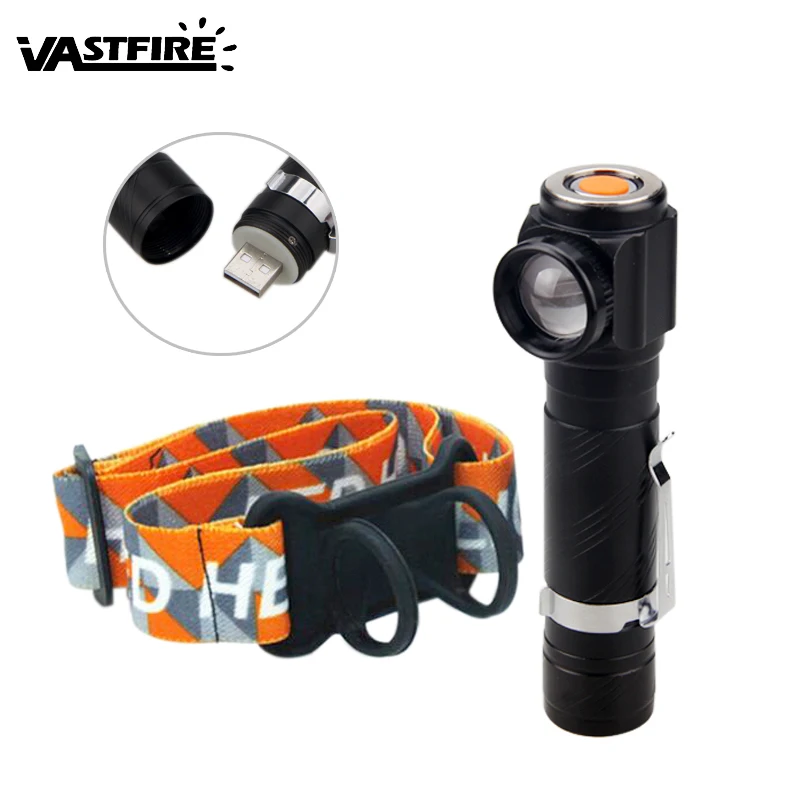 

18650 Camping Headlamp 1000 Lumens 4 modes Zoom Focus T6 Right Angle Light Outdoor Multifunctional focusing headlight