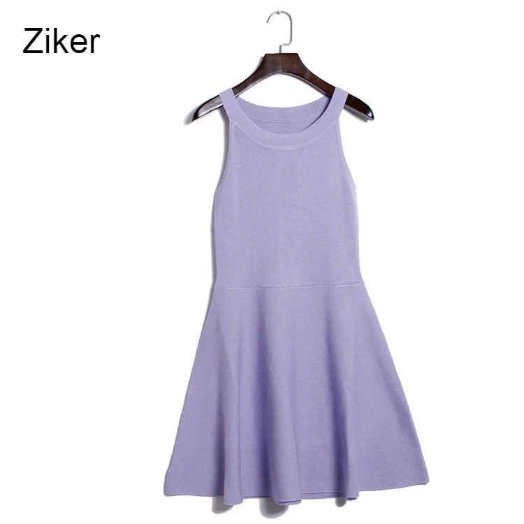 

Ziker Brand Knitted Sweater Summer Dresses Women Solid Slim Tank Casual A-Line Knitting Dress