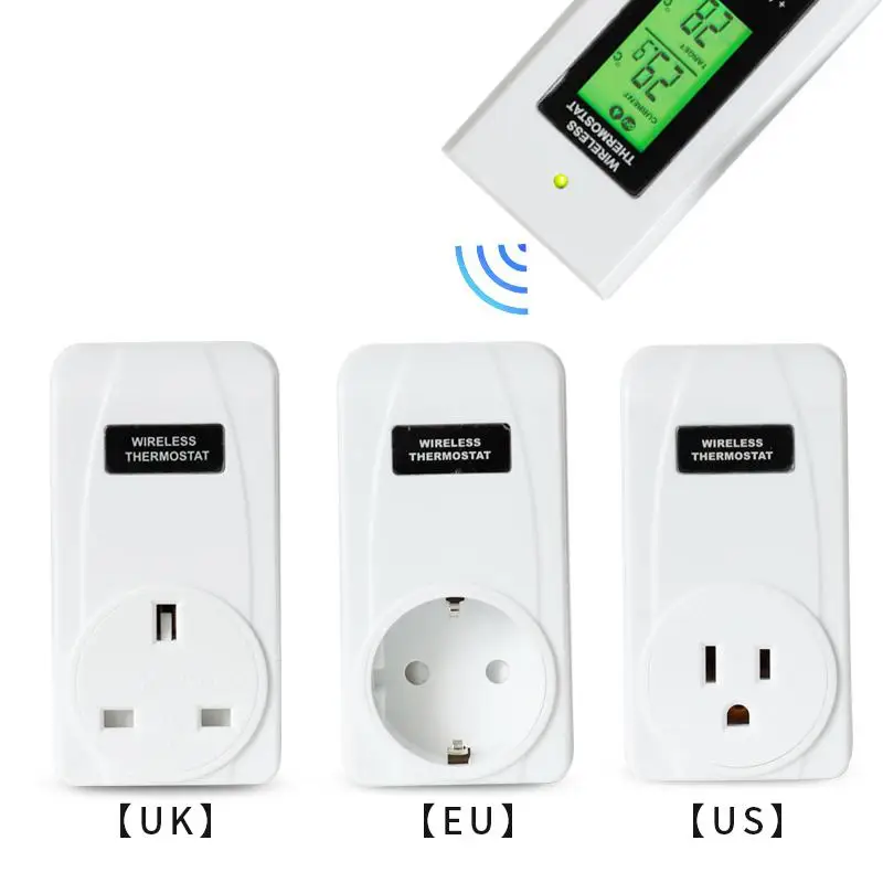 TS-808 Автоматический цифровой беспроводной термостат RF EU/US/UK Plug регулятор температуры Отопление и охлаждение функция ЖК-подсветка