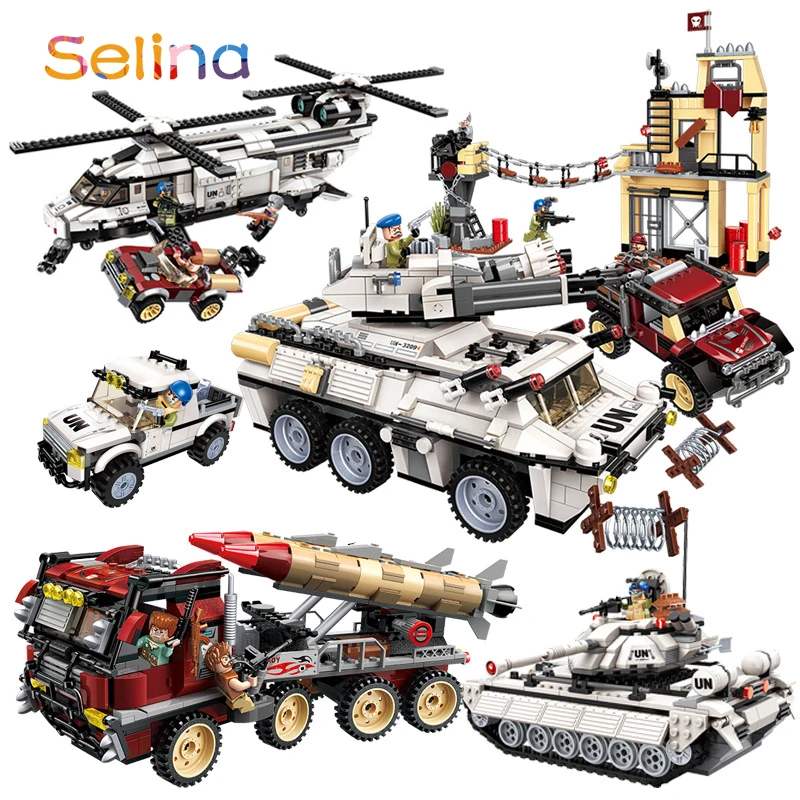 

Military Tank Chariot HUMVEE Car Jeep Police Aircraft Building Blocks Plane Offroad Vehicle Model Bricks Toys Compatible