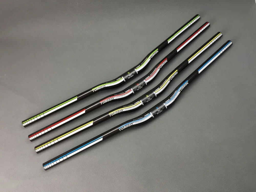 Toseek Bicycle Carbon Handlebar 3K shaped Handlebar Cycling MTB Riser