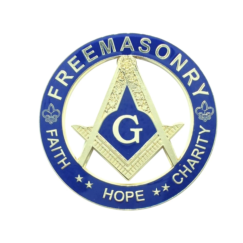 Masonic Faith Hope Charity With Pillars Masonic Car Emblem A-17 All Seeing Eye 