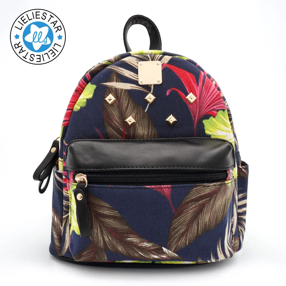 2017 women small backpack schoolbag feminine canvas printing sac a dos school bags for girls female