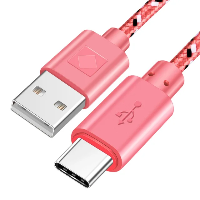 Кабель USB C для телефона type C, кабель USB для зарядки и синхронизации данных для samsung S9 S8 NOT9 8 huawei P30pro Xiaomi9 type C, кабель USB для зарядного устройства - Цвет: Розовый