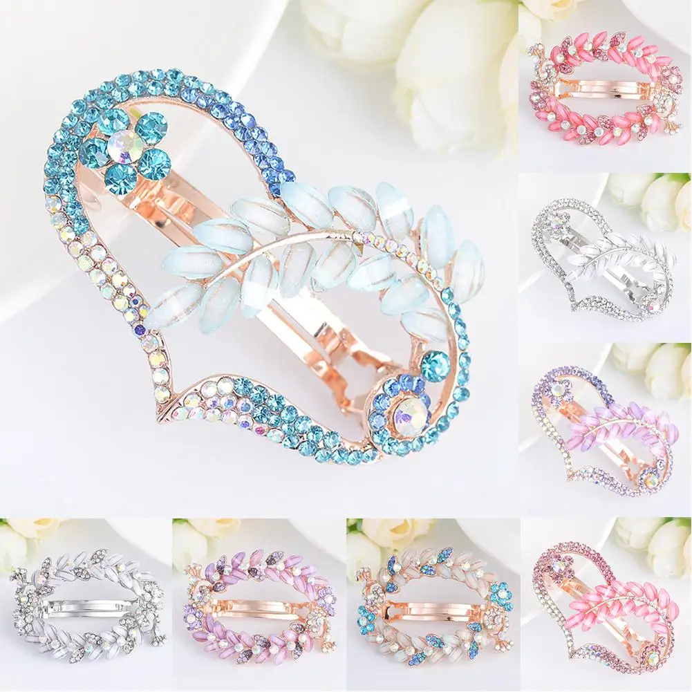 

2019 New Fashion Women Sweet Rhinestone Hollow Flower Hairclip Hairpin Hair Accessories Beauty Gift