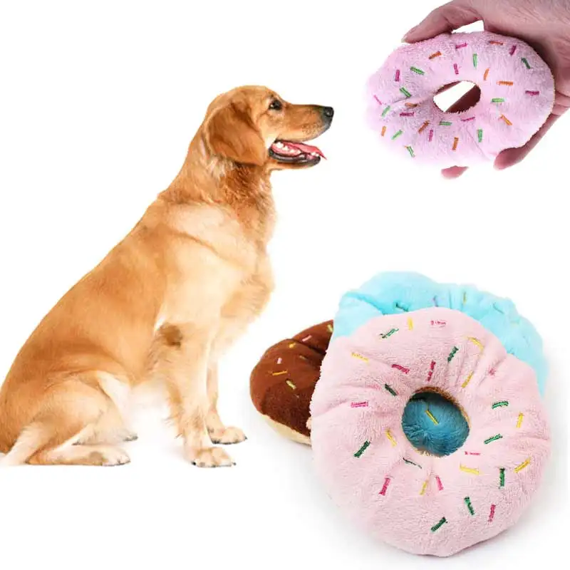 Funny Cute Donut Pet Dog Toys Puppy Cat Squeaker Quack Sound Toy Chew