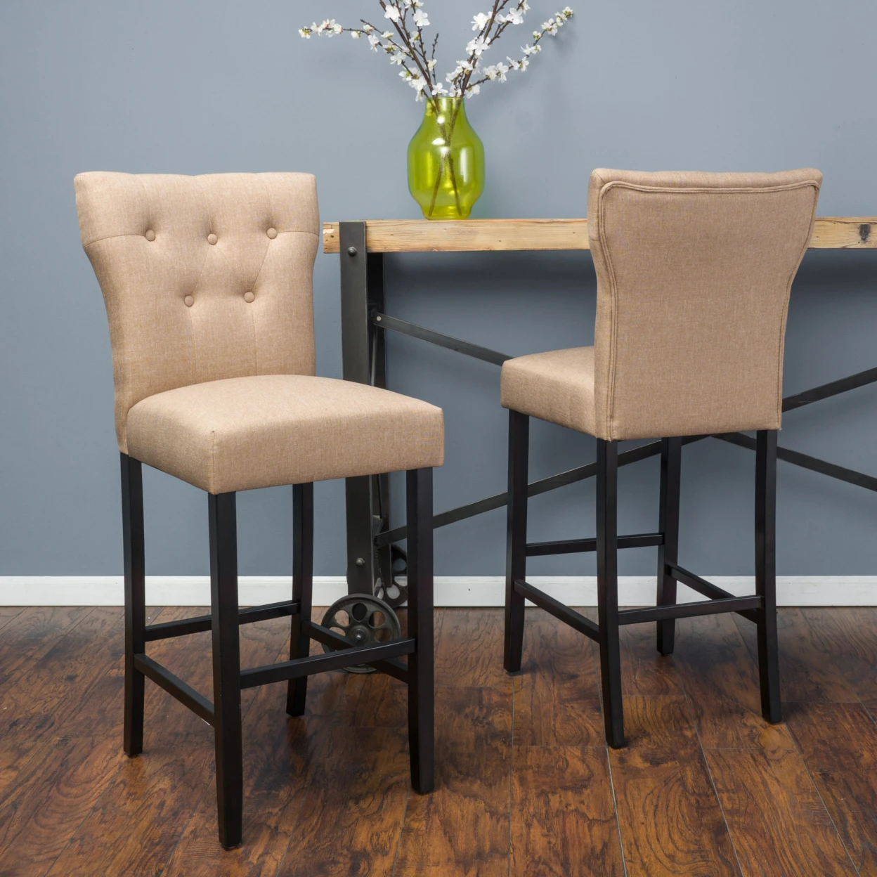 

Pierre Brown Mocha Fabric Barstool (Set of 2)