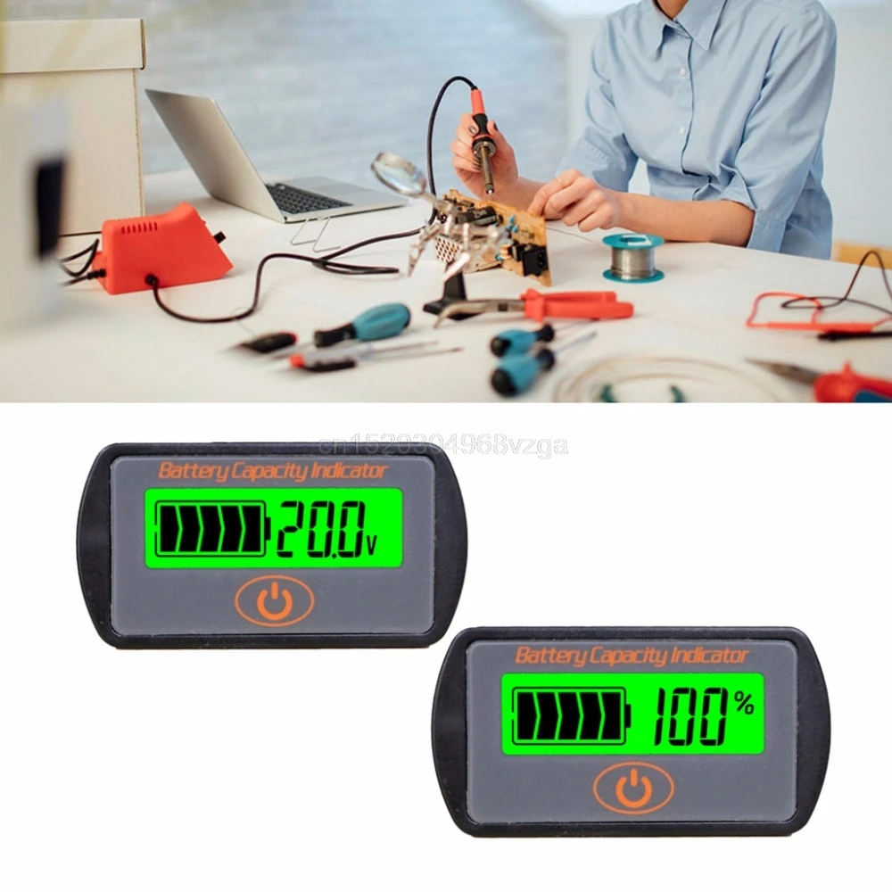 

12V 24V LCD Battery Capacity Voltmeter Tester Indicator Car Lead-acid Lithium F24 dropshipping