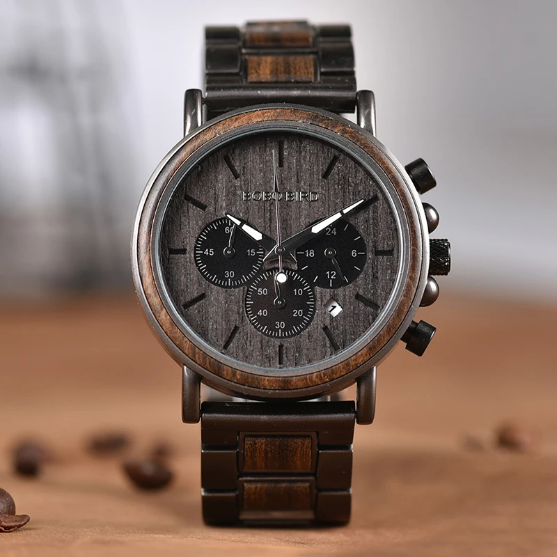BOBO BIRD уникальный циферблат секундомер бамбуковые деревянные часы мужские наручные часы с датой создать часы подарок в деревянной коробке saat erkek
