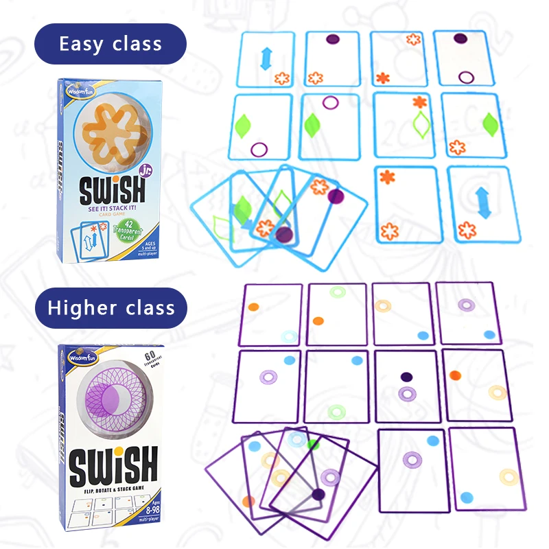 Logic game Swish - A Fun Transparent education card game logic games for kids playing cards spot board games toys for Children