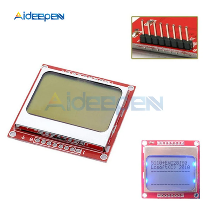 

For Nokia 5110 LCD Screen Display Monitor 84*48 84x84 LCD Module White/Blue Backlight Adapter 3.3V Controller For Nokia 5110