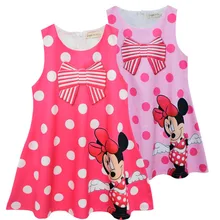Новое летнее платье с Минни для девочек Милая праздничная одежда для маленьких девочек на день рождения Детские платья принцессы с рисунком одежда для детей от 3 до 7 лет