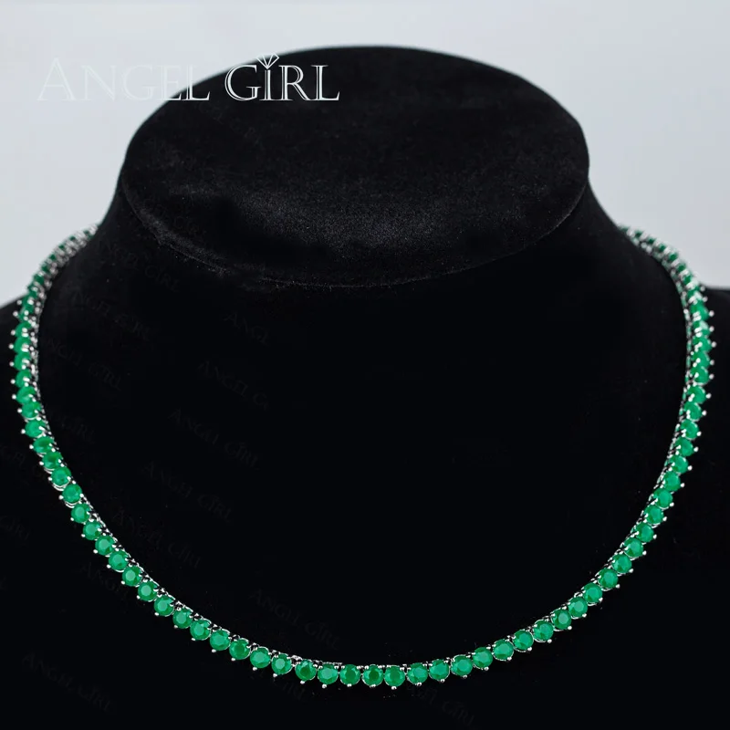 Angelgirl модные украшения для девочек сердца бренда круглые AAA+ ожерелья из кубического диоксида циркония для женщин вечерние ювелирные изделия цвета розового золота - Окраска металла: Green 5MM
