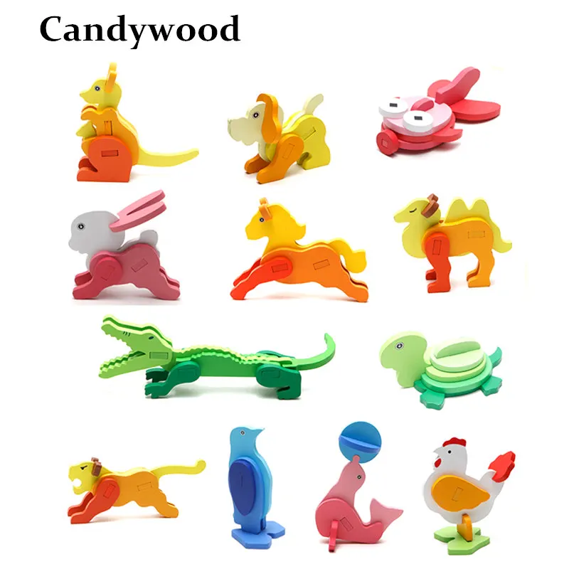 

Candywood Animal 3D Puzzles Children Cartoon Handmade DIY puzzle Learning Educational Toys wooden toys for kids gift