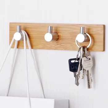 

Behogar Wall Mounted No Drilling Self Adhesive Sticker Wooden Hooks Towel Clothes Hanger Hook for Kitchen Room Bathroom 3 Hooks