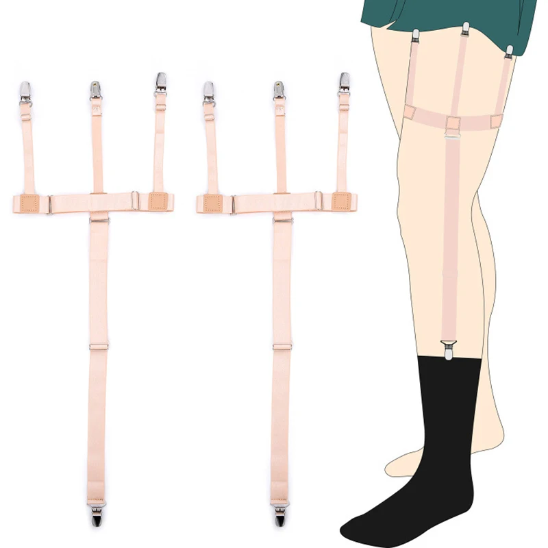 

1Set Men Skin Color Shirt Stays Garters Holder Adjustable Shirt Holders Resistance Belt Sock Suspenders For Women Locking Clamps