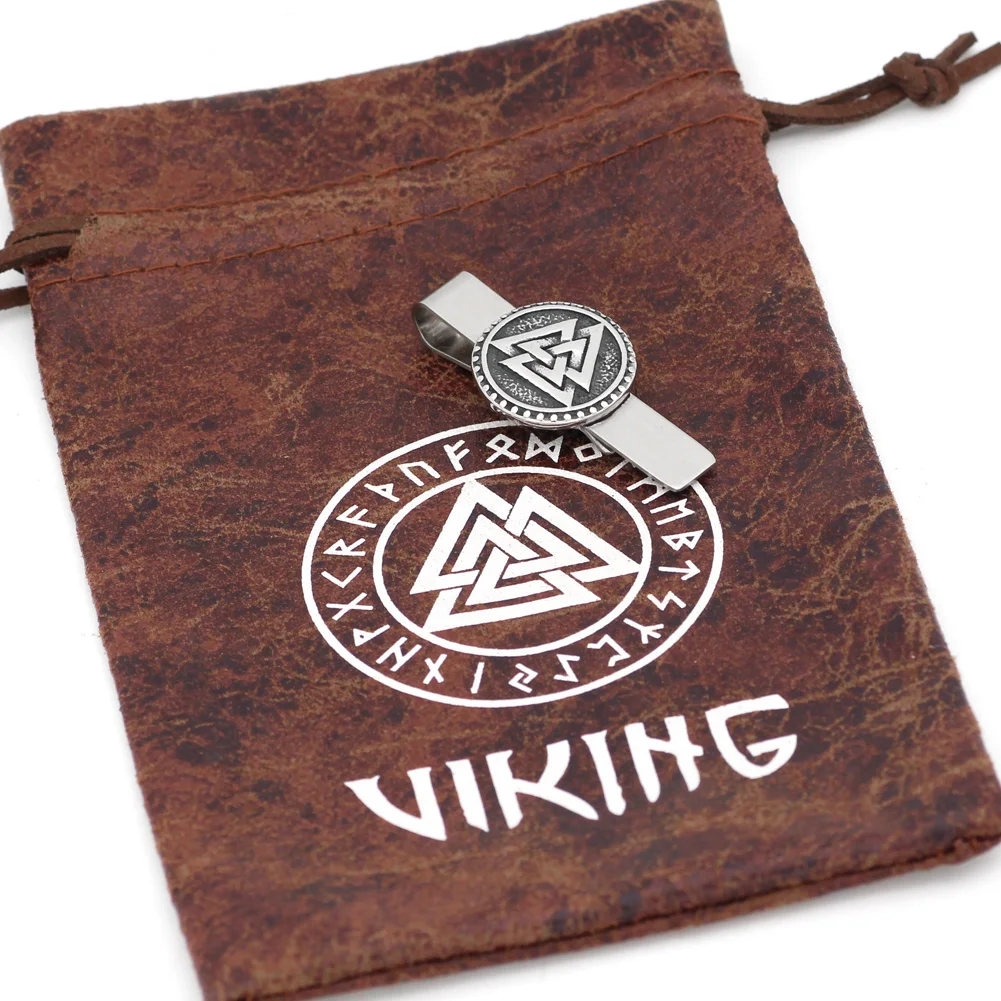 STAINLESS STEEL VALKNUT VIKING TIE CLIPS