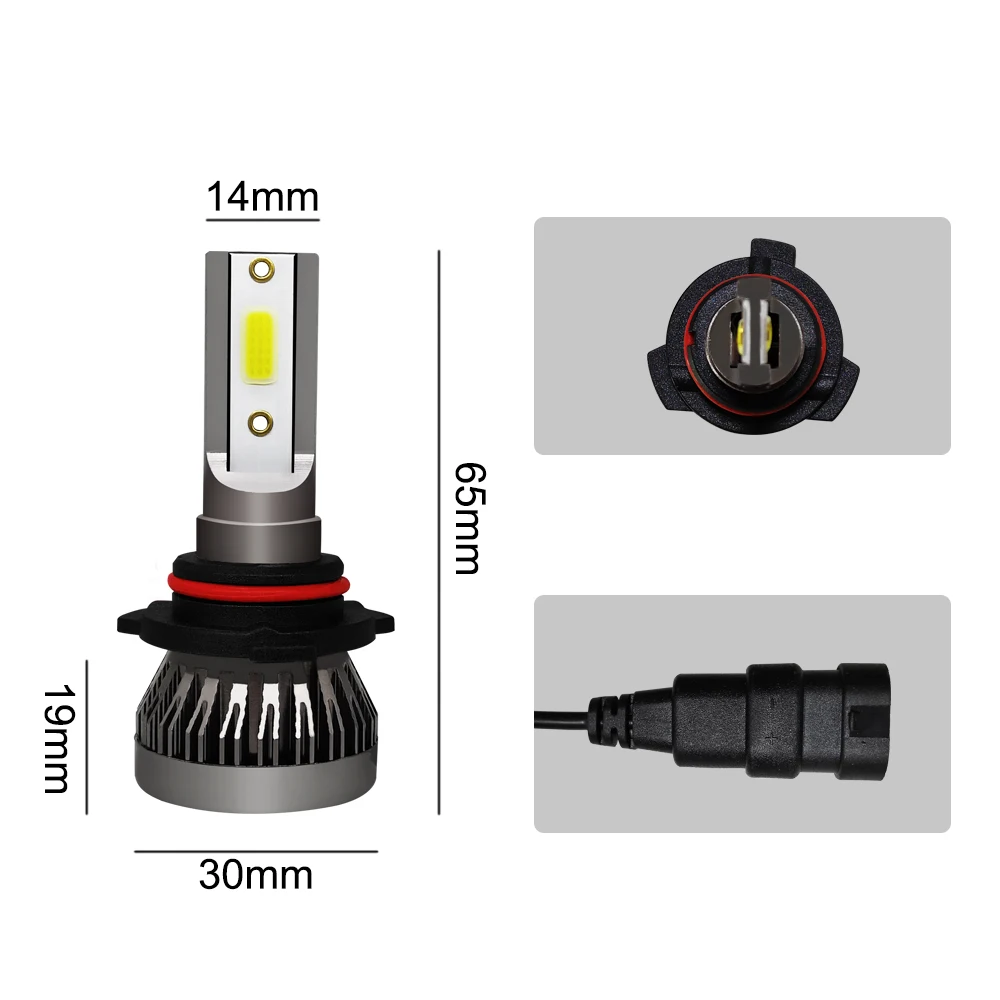 ASLENT 2pcs mini led Car Headlight LED Bulbs AUTO fog lamp H1 H4 H7 H8 H9 H11 HB3 HB4 9005 9006 9012 60W 8000lm 6500K 12v 24v