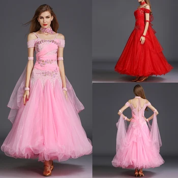 

7color Ballroom Dance Dresses For Women High Quality White Short Sleeve Waltz Tango Flamenco Costume Lady's Dancing Dress