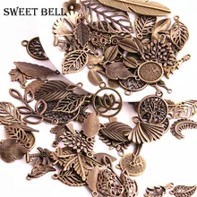 Сладкий колокольчик 100 шт винтажные металлические микс дерево амулеты модные смешанные в стиле ретро лист кулон Diy ручной работы амулеты для изготовления ювелирных изделий H3020