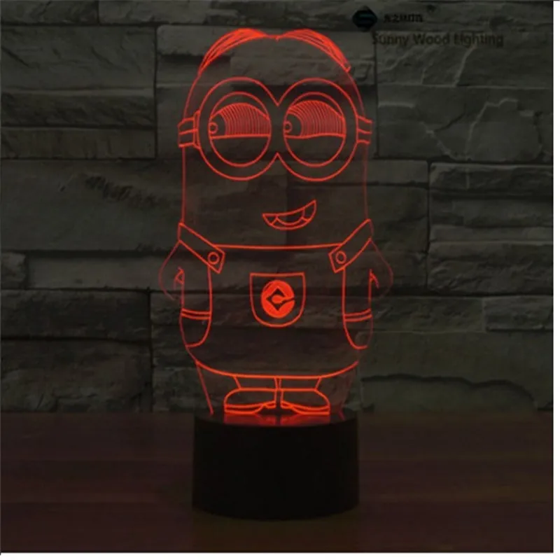 

Minions switch LED 3D lamp,Visual Illusion 7color changing 5V USB for laptop,Christmas cartoon toy lamp