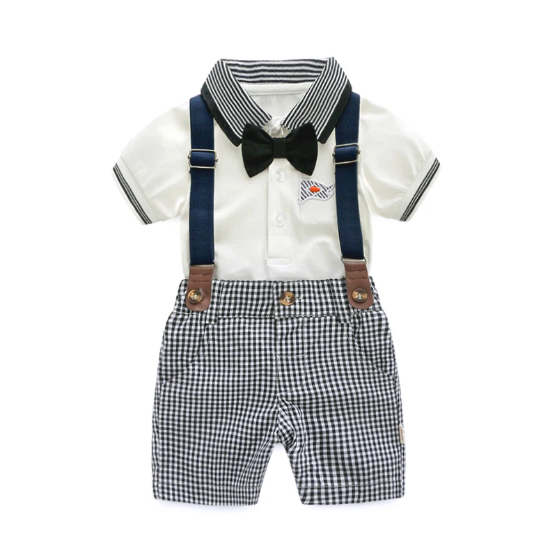 Summer Baby Boys Clothing Set 2PCS Newborn Baby Boys Shirt +suspender Pants Gentleman Summer