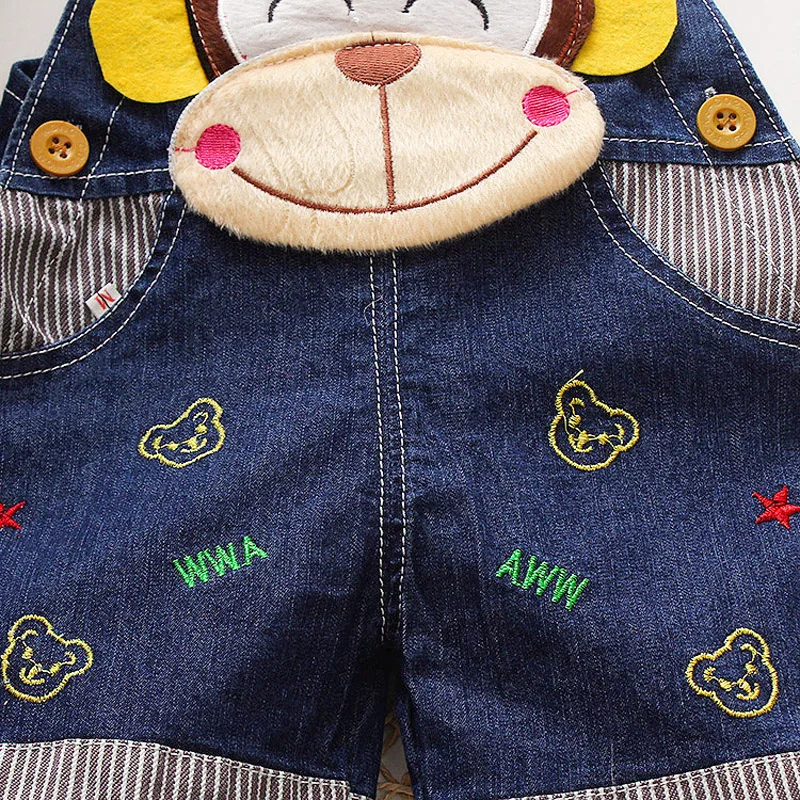 DIIMUU Одежда для новорожденных детей для маленьких мальчиков шорты для девочки комбинезоны повседневные джинсы штаны с забавным рисунком одежда с обезьяной подходит От 1 до 3 лет