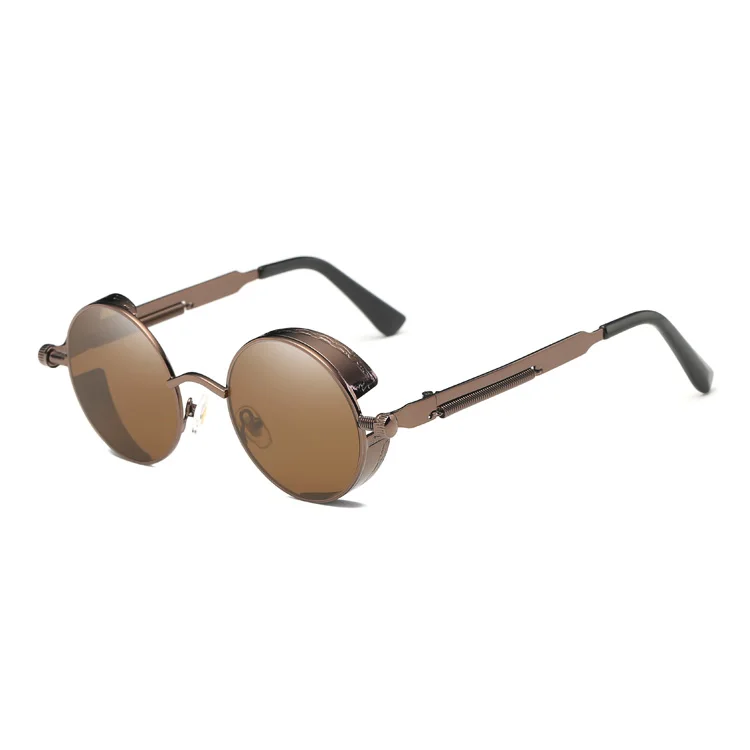 MADELINY, новинка, модные круглые солнцезащитные очки для женщин, фирменный дизайн, металлическая оправа, стимпанк, Винтажные Солнцезащитные очки для мужчин и женщин, MA094 - Цвет линз: C8 Brown Brown