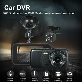 

KKmoon 3.6" Dual Lens Car DVR Dash Cam Camera Camcorder Vehicle Location / LED Night Vision / Motion Detection / Loop Recording