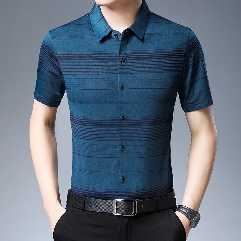 Camisa masculina мужские летние мужские рубашки с коротким рукавом 2-6