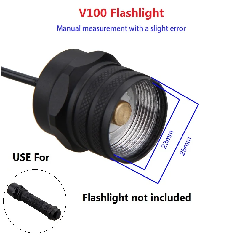 

Pressure Switch Controller for V100 Flashlight Torch Light Rat Tail Switch Please check the size and model when you purchase