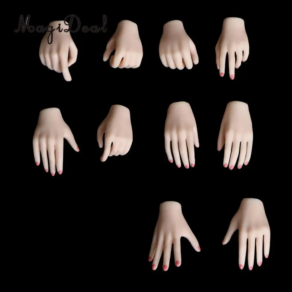 10Pcs PVC 1:6 Scale Womens Hand Models for 12 Inch Female Action Figure Body Dolls Children DIY Making Accs Toys