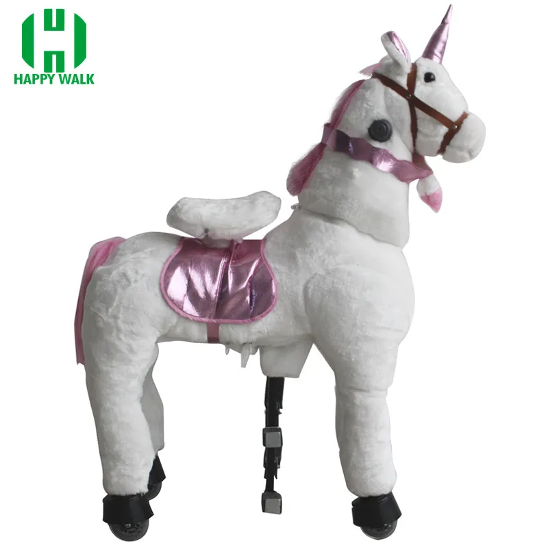 Plush Walking Ride on Horse Toy Stable Unicorn Animal Ride