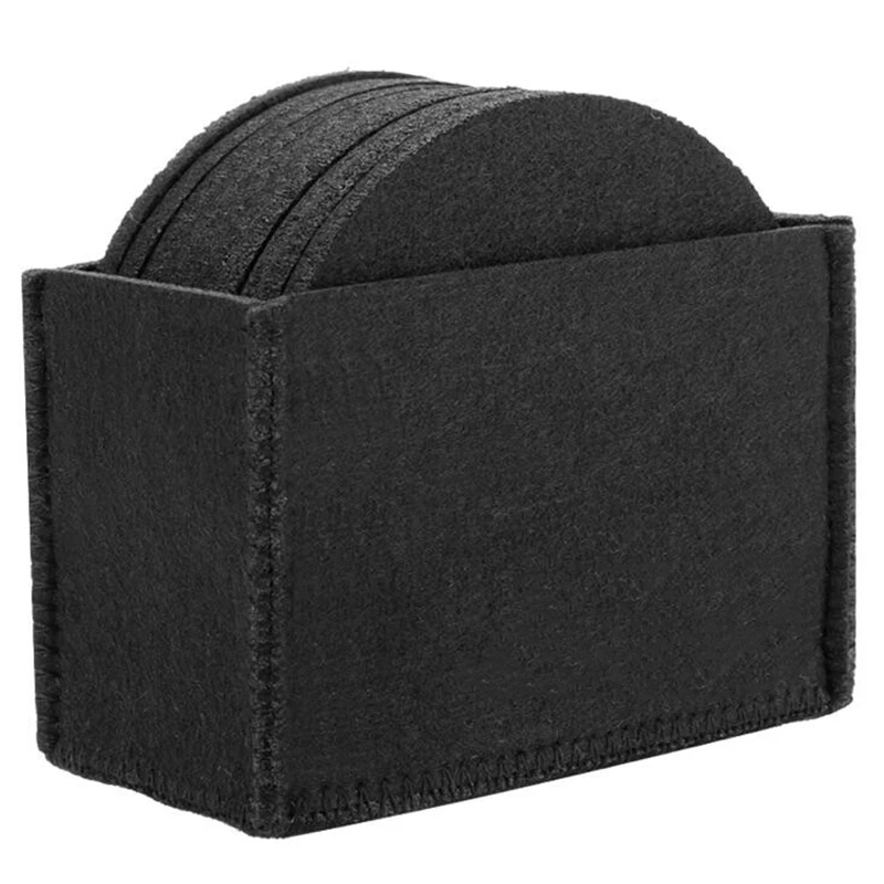 

Round Felt Coaster Cup Mat Pad Storage Box For Bowl Mug Glass Plate Creative Placemats Drink Accessories Insulated Coaster 10P