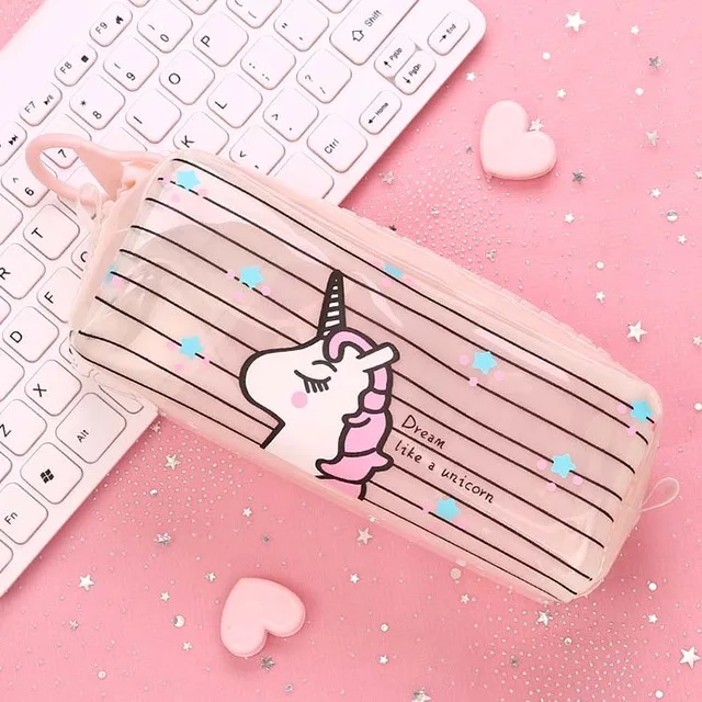 tiao wen Креативный чехол для карандашей с большой молнией Kawaii, Большая вместительная сумка для карандашей из ПВХ, прозрачная коробка для карандашей kawaii, школьные канцелярские принадлежности - Цвет: tiao wen